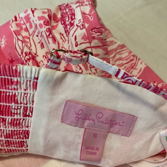 Lilly Pulitzer Sundress Cotton Retro Print Pink size 6 - Picture 3 of 4